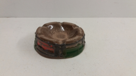 Strehla asbak met fatlava en oranje / Strehla ashtray with fatlava and orange