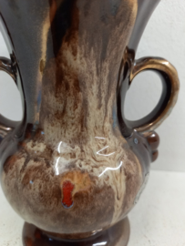 Jasba vaas in gemeleerd bruin met sticker  / Jasba vase in mixed brown with sticker
