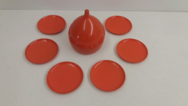 Pindaset in rood melamine 6 cups / Peanut set in red melamine 6 cups