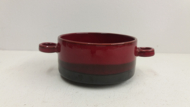 Donker bruin en rood  soepkom 11 cm. / Dark brown and red soup bowl 4.3 inch.