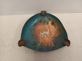 Koperen schaaltje met witte reiger / Copper dish with white heron