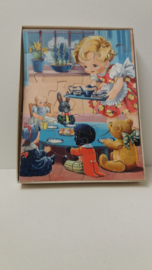 Wooden jig-saw kinder puzzel nr. 2 meisje met poppen