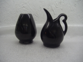 Zwart setje met krul 10 en 11 cm. Erica / Black set with a curl 3.9 and 4.3 inch. Erica