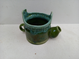 Hangpot groen in theepot model / Hanging planter green teapot model