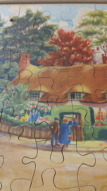 Wooden jig-saw  puzzel landhuizen met bloementuinen 25 x 36 cm.