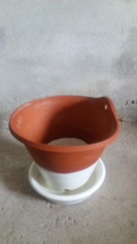 Ravelli hangpot in bruin en wit  7-2/ Ravelli hanging planter in  brown white