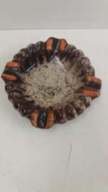 Strehla asbak bruin grijs en oranje / Strehla ashtray brown gray and orange