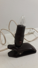 Mooi klein knijp lampje met bruine voet / Beautiful little stick lamp with brown holder