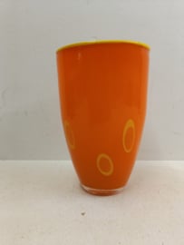 Mooie oranje vaas glas 18.5 cm. / Beautiful orange vase glass 7.28 inch.