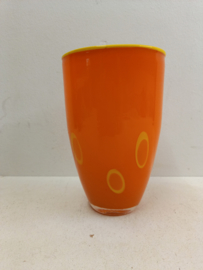 Mooie oranje vaas glas 18.5 cm. / Beautiful orange vase glass 7.28 inch.