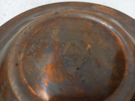 Koperen schaaltje met witte reiger / Copper dish with white heron