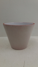 Grijze bloempot met groene binnenkant  / Gray planter with green inside