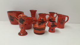 Set oranje items met groene visjes 9x / Set orange items with fish 9x