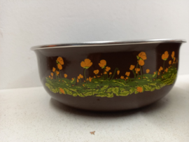 Bruine schalen met bloemdecor van Brabantia / 2 brown bowls with floral decor from Brabantia