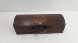 Luxe wijnkoffer met lederen handvat  / Luxury wine case with leather handle