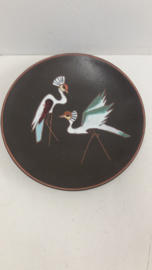 Wandbord met vogels 21.5 cm. / Wall tile with birds 8.4 inch