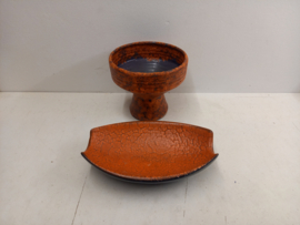 Retro Oranje fatlava vaas 19 x 22 cm./ Retro Orange fat lava vase 19 x 22 cm