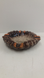 Strehla asbak bruin grijs en oranje / Strehla ashtray brown gray and orange