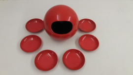 Pindaset in rood melamine 6 cups / Peanut set in red melamine 6 cups