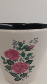 Set bloempotten in wit roze rozen / Set planters in white with pink roses