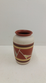 Sawa klein vaasje met bruin en geel / Sawa little vase with brown and yellow