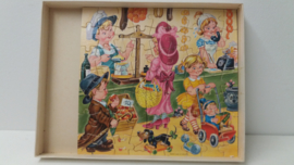 Simplex Jig-saw puzzel Michaëlis spelende kinderen 26 x 27.5 cm.