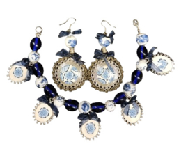 delfsblauwe sieraden set