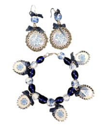 delfsblauwe sieraden set