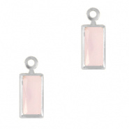 Crystal glas hanger roze alabaster rechthoek zilver