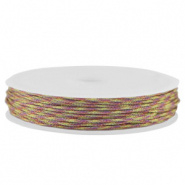 Macramé draad paars groen metallic 1 mm gevlochten