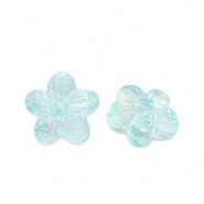 Acryl kraal bloem blauw turquoise transparant 10 mm