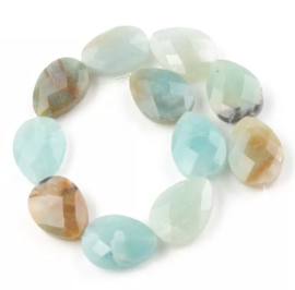 Natuursteen kraal blauw Amazonite 13x18 mm facet druppel