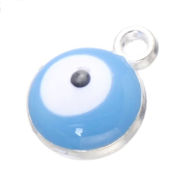 Bedel evil eye blauw aqua zilver 6 mm