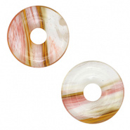 Glaskraal bruin roze transparant 20 mm disc
