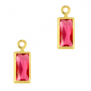 Crystal glas hanger roze ruby rechthoek goud