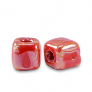 Keramiek kralen rood bonfire 5 mm cube Grieks DQ