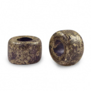 Keramiek kralen paars donker gold spot 9x5 mm Grieks DQ