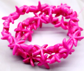 Natuursteen kraal howliet zeester roze fuchsia 3 stuks