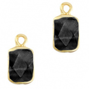Natuursteen hanger Obsidiaan rechthoek goud