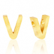 Initiaal letterkraal RVS V goud