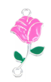 Bedel roos roze candy zilver connector