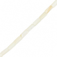 Schelp kraal wit cream tube 8x4 mm 10 stuks
