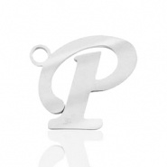 Bedel initial letter P RVS zilver