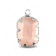 Crystal glas hanger roze rechthoek zilver