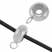 Smart bead stopper 10x4 mm met oogje zilver RVS 2 stuks