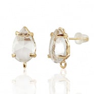 Oorbel goud kristal crystal glas 14x8 mm