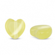 Glaskraal geel cat's eye hart 6 mm 3 stuks