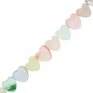 Schelp kraal multi color pastel hart 6,5x6 mm 5 stuks