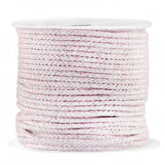 Macramé draad roze soft zilver 2 mm gevlochten