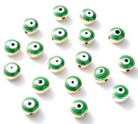 Evil eye kralen groen 5x7 mm goud 5 stuks